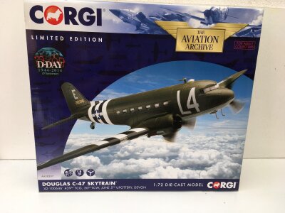 A boxed Corgi Aviation Archive diecast model featuring a Douglas C47 Syktrain.  AA38207 limited edition 1:72 scale.  No reserve.