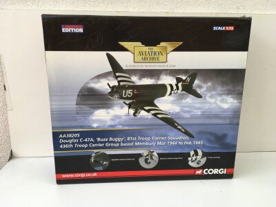 A Boxed Corgi Aviation Archive diecast Model featuring a Douglas C47A. BUZZ BUGGY. AA38205 limited edition 1:72 scale.  No reserve
