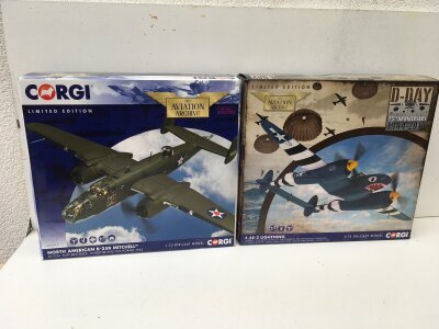 2x boxed Corgi Aviation Archive diecast models featuring AA35312 B25B Mitchell  RUPTURED DUCK. and  AA36614 F5E2 Lightening RITA RUTH.  BOTH LIMITED EDITION 1:72 scale.  No reserve