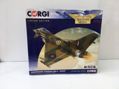 Boxed Corgi Aviation Archive diecast model featuring AA36407 a Eurofighter Typhoon FGR4. Battle of Britain 75th Anniversary scheme.  Limited edition 1:72 scale.  No reserve