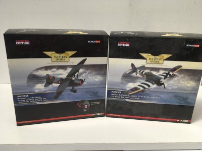 2x boxed Corgi Aviation Archive diecast models featuring a Westland Lysander MkIIIa   AA36806 and a Hawker Typhoon Ib AA36506.  Both limited edition 1:72 scale.  No reserve. (2)