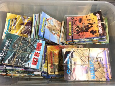 A Box Containing Approximately 400 Vintage Commando Comics.