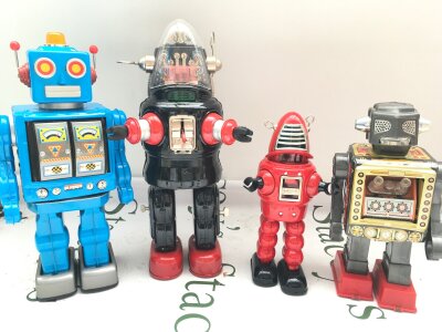 A Collection Of Tinplate Robots, 3 Battery Operated. No Reserve.