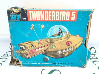 A Boxed Rosenthal Toys Battery Operated Thunderbird 5. Box Is Very Worn.