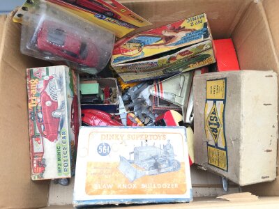 A Box Containing Various Diecast, toys Etc. No Reserve.