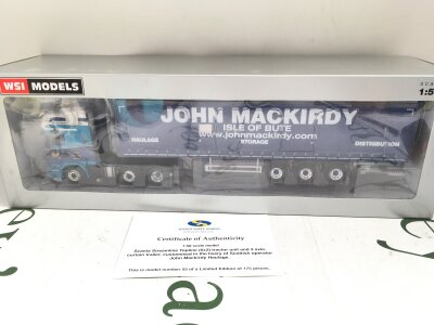 A Boxed WSI Models 1/59 Scale Scania Toplone 6X2 Twin Steer +Curtain Side-3 Axle #02-1689. With Certificate.