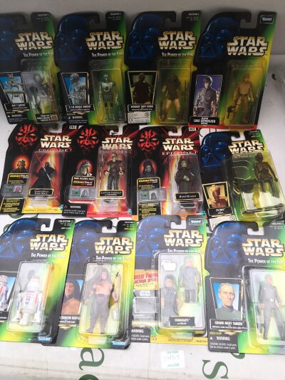 A Box Containing A Collection Of Star Wars The Power Of The Force Figures And Episode 1 Figures. All Carded. No Reserve.