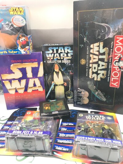 A Collection Of Boxed/Carded Star Wars Toys etc. No Reserve.
