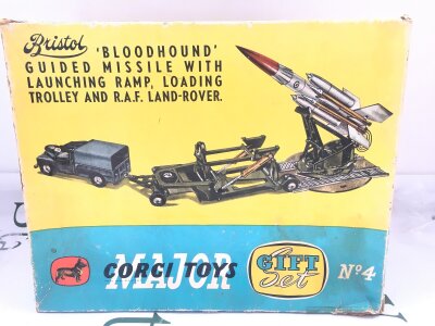 A Boxed Corgi Gift Set #4 Bloodhound Guided Missle With Launching Ramp, Loading Trolly And R.A.F. Land Rover.