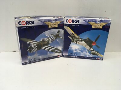 2x boxed Corgi Aviation Archive diecast models featuring AA33825 Republic P47G Thunderbolt SNAFU  and AA36509 Hawker Typhoon Mk1B.  Limited edition 1:72 scale. No reserve. (2)