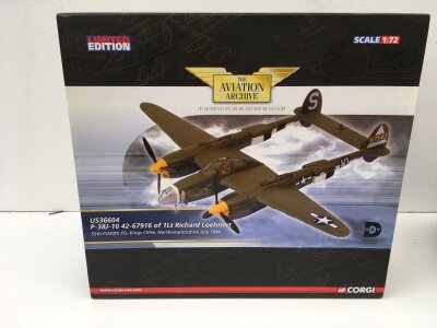 Boxed Corgi Aviation Archive diecast model featuring US 36604  P38j. CALIFORNIA CUTIE.  Limited edition 1:72 scale.  No reserve