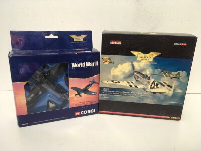 2x boxed Corgi Aviation Archive diecast models featuring US37101  P51B Mustang MISSOURI MAULER and AA33004  F4U1A Corsair. LUCYBELLE.  Limited edition 1:72 scale.  No reserve.  (2)