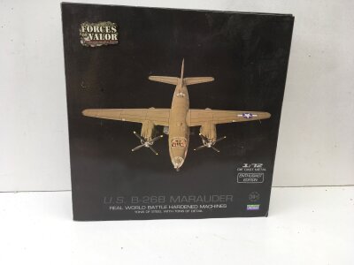Boxed Unimax Forces of Valor model warplane featuring US B26B Marauder  MILD AND BITTER.  Diecast 1:72 scale.  No reserve