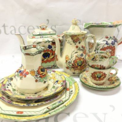 A collection of Masons iron stone ceramics, coffee set , tea pot, jug etc . This lot cannot be posted