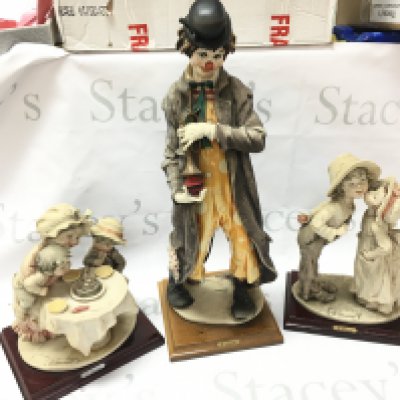Three resin Figures including two groups and a large clown figure . This lot cannot be posted. NO RESERVE