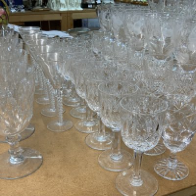 An extensive collection of good crystal glassware. To included Baccarat, Tudor, Webb, etc. 15 sets of 6 and 1 part set 5. (D - postage not avaliable for this lot)