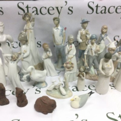 A collection of ceramics comprising mainly Lladro style figures including Nao examples plus Royal Doulton etc. Shipping category D.