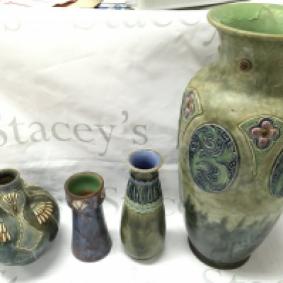 Royal Doulton stoneware vases . This lot cannot be posted