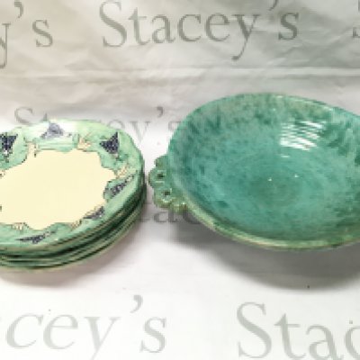 A collection of French mid 20th century plates and a Maltese dish . This lot cannot be posted