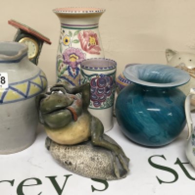 A collection of Poole pottery and other modern contemporary ceramics.