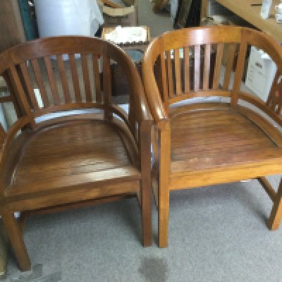 A pair of hardwood chairs. Shipping category D.