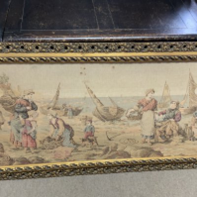 a Goliath framed fisherman tapestry.