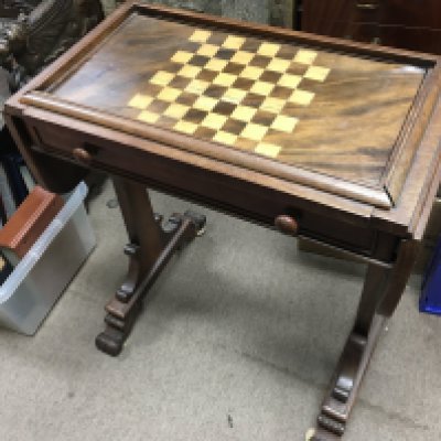 William IV chess and games table 72cm tall 63cm wide