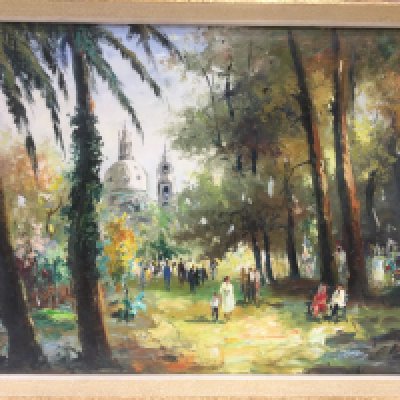 An oil on canvas of Lisbon, approx 74cm x 54cm. Shipping category D. NO RESERVE