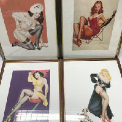 Four framed 1950s pinup prints. This lot cannot be posted. NO RESERVE