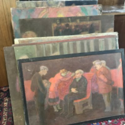 A large collection of 20th century paintings by Albert Harold Palmer including several depictions of figures including some nude, abstract, portrait etc. This lot cannot be posted