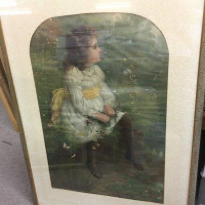 A large framed Pears print, approx 78cm x 111cm. Shipping category D.