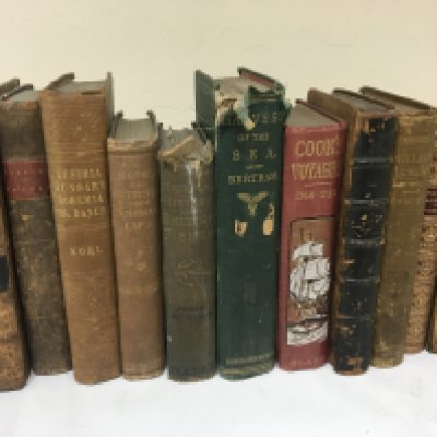 A collection of 19th century books specifically on Animals birds and nature examples. Tropical Africa leather bound Studies of Nature Harvest of the Sea The Natural History of British Fishes and many other associated books. (In a box)
