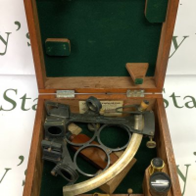A cased 19th century brass sextant by Wilson, Gillie, Bruce & Sons Ltd, Cardiff, with accessories (C)
