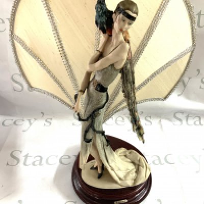 An Art Deco style resin lady figure table lamp. (A/F)