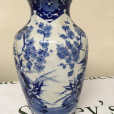 A Japanese Arita blue and white vase height 32cm. NO RESERVE