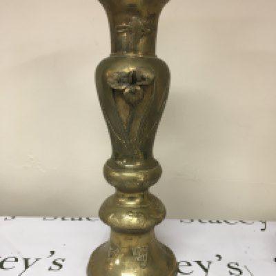 A brass Chinese vase or stand with raised floral decoration. NO RESERVE