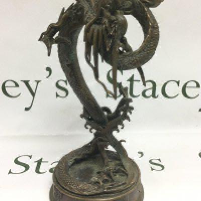 A Chinese bronze dragon figure, approx height 32cm. Shipping category D.
