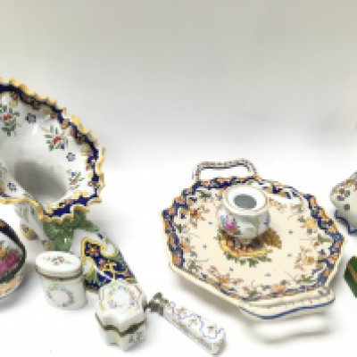 French faience rouen Desves and hand painted Limoges items. This lot cannot be posted. NO RESERVE
