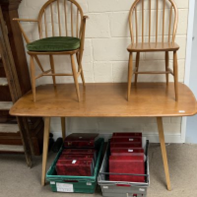 An Ercole dining table and 5 various design Ercole chairs, No Reserve.