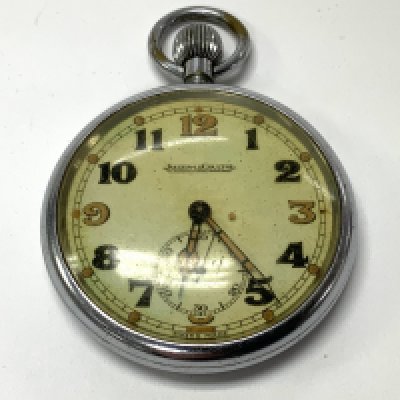 A 1940s chrome plated Jaeger-Le-Coultre military&rsquo;s issue pocket watch, GS/TP P1946, (seen working). (A)