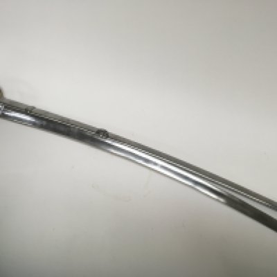 A Cavalry sword with brass and leather bound and steel scabbard. length 107cm.