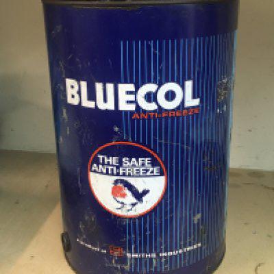 Vintage Bluecol Antifreeze drum, 41cm tall. This lot cannot be posted