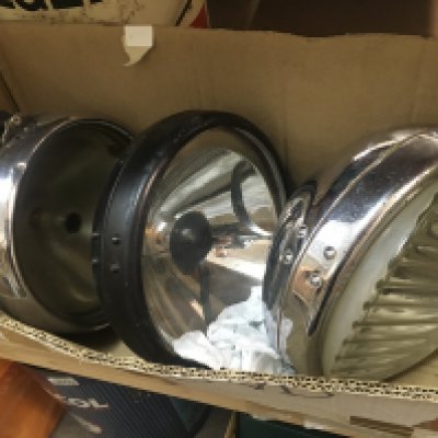Three large good motor spot lamps . This lot cannot be posted