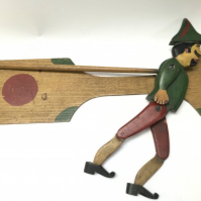 WITHDRAWN - A vintage handmade and painted wooden dancing figure toy/ puppet. Postage category C. NO RESERVE