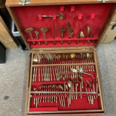 A cased set of Thai cutlery including knives, forks , spoons etc. This lot cannot be posted