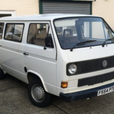 A Volkswagen VW Camper Van Transporter Motor Caravan Registration F554 PTW in good condition running well with a years MOT. 72800 miles. Sold with V5C and some history old MOT V5 and a few receipts. The front upholstery in very good original condition. Has possible had a replacement sliding side door otherwise appears to be all original. The Exhaust is blowing but otherwise good.