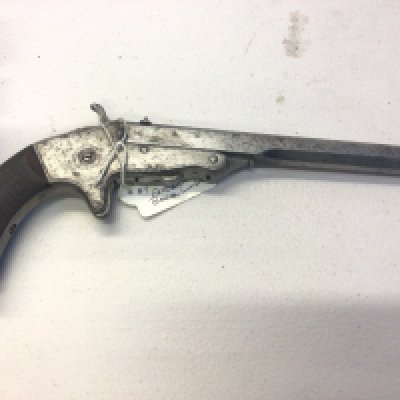 An Antique 1870 Tranter pistol rim fire the steel barrel stamped Frederick T Baker 88 Fleet St London serial number 55334