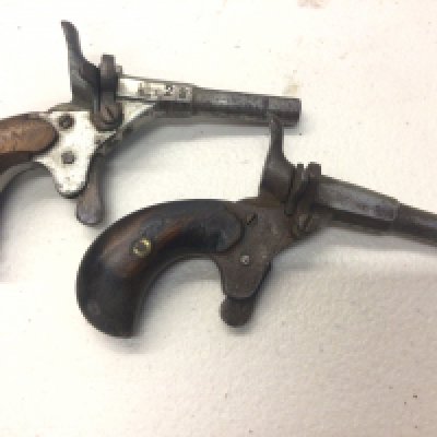 Two Antique Belgium rim fire pocket pistols stamped 29 (2)