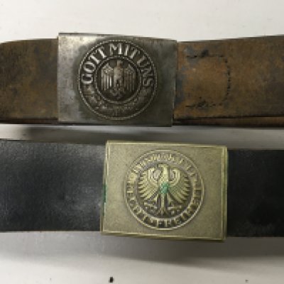 Two German Third Reich military belts with attached buckles (2)