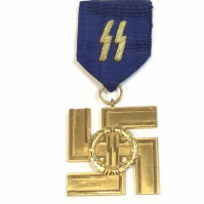 A German Third Reich SS 25 year gilt service medal (Rudolf Souval) . Postage cat a